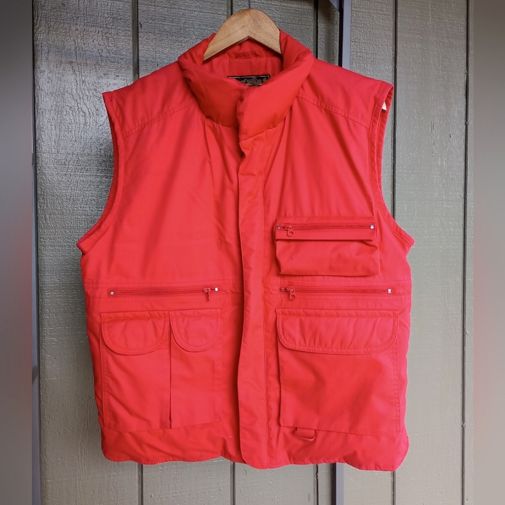 Vintage Eddie Bauer Utility Vest Outdoors or Street Wear Red Pockets Men Medium